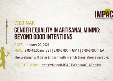 Webinar - Gender Equality in Artisanal Mining: Beyond Good Intentions