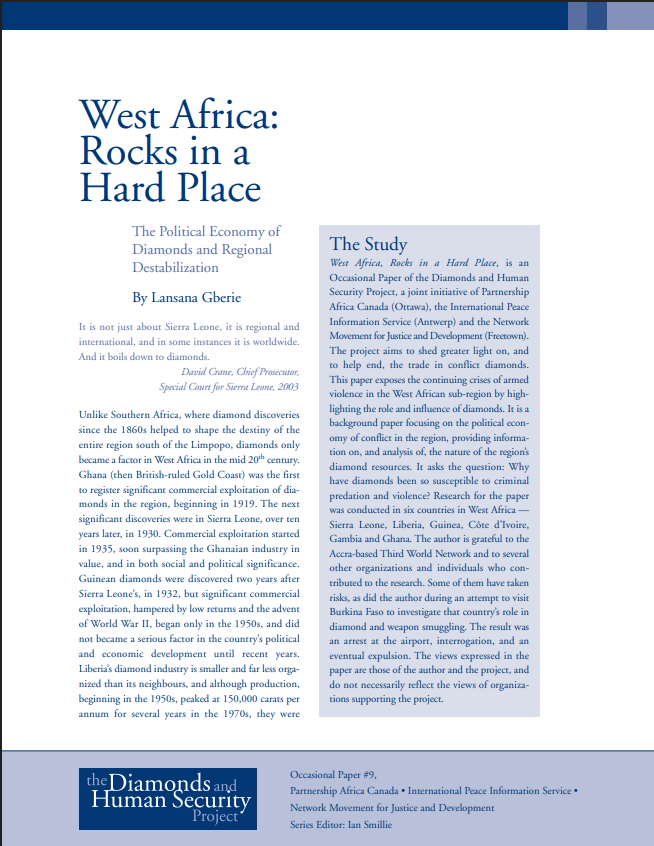 West Region Rocks West Africa: Rocks in a Hard Place. The Political Economy of Diamonds ...